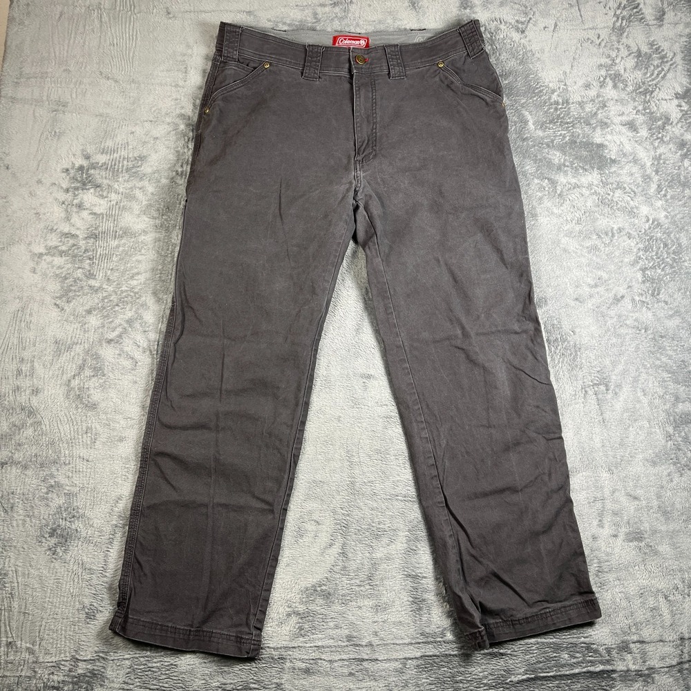 Coleman Carpenter Pants Men 36x32 Charcoal Gray Logo Straight Leg Utility Pocket